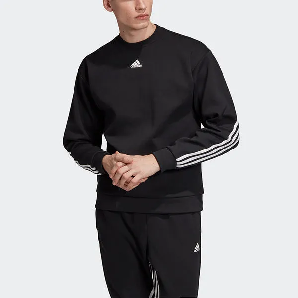 adidas M Mh 3s Crew Casual Sports Solid Color Round Neck Sweatshirt Black