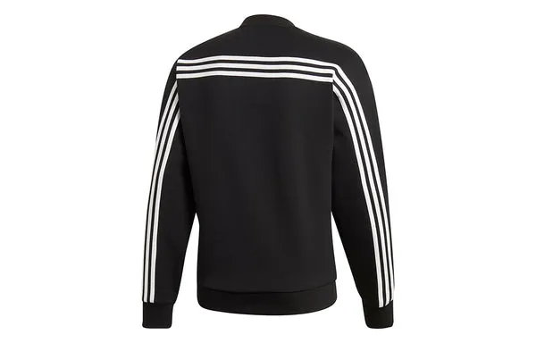 adidas M Mh 3s Crew Casual Sports Solid Color Round Neck Sweatshirt Black