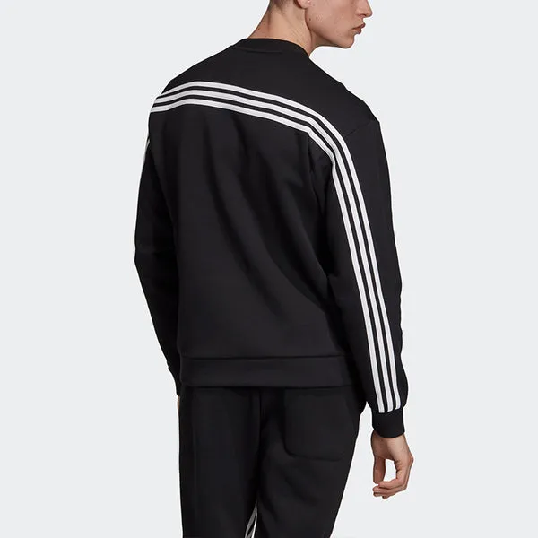 adidas M Mh 3s Crew Casual Sports Solid Color Round Neck Sweatshirt Black