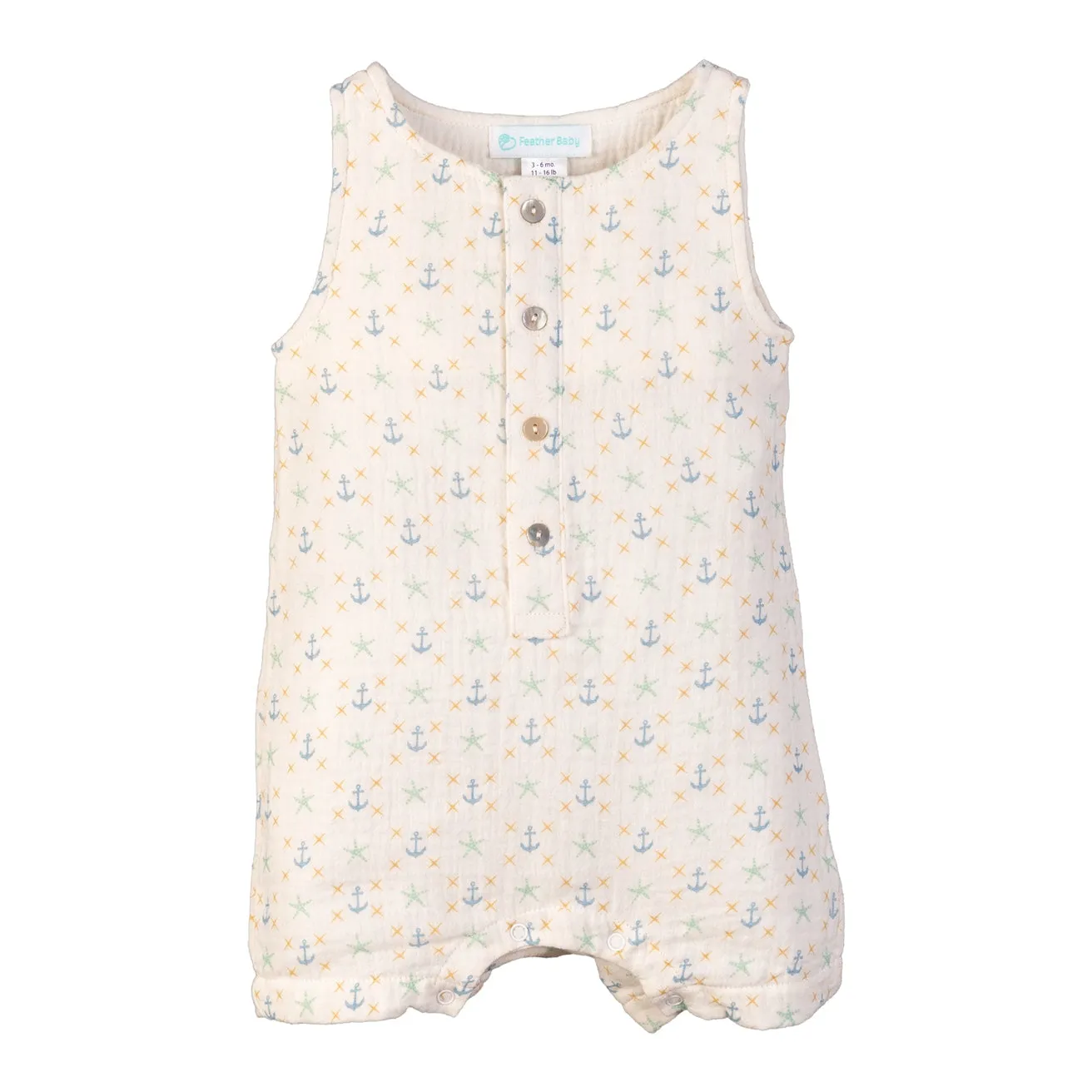 Anchors and Starfish Pima Cotton Muslin Tank Romper