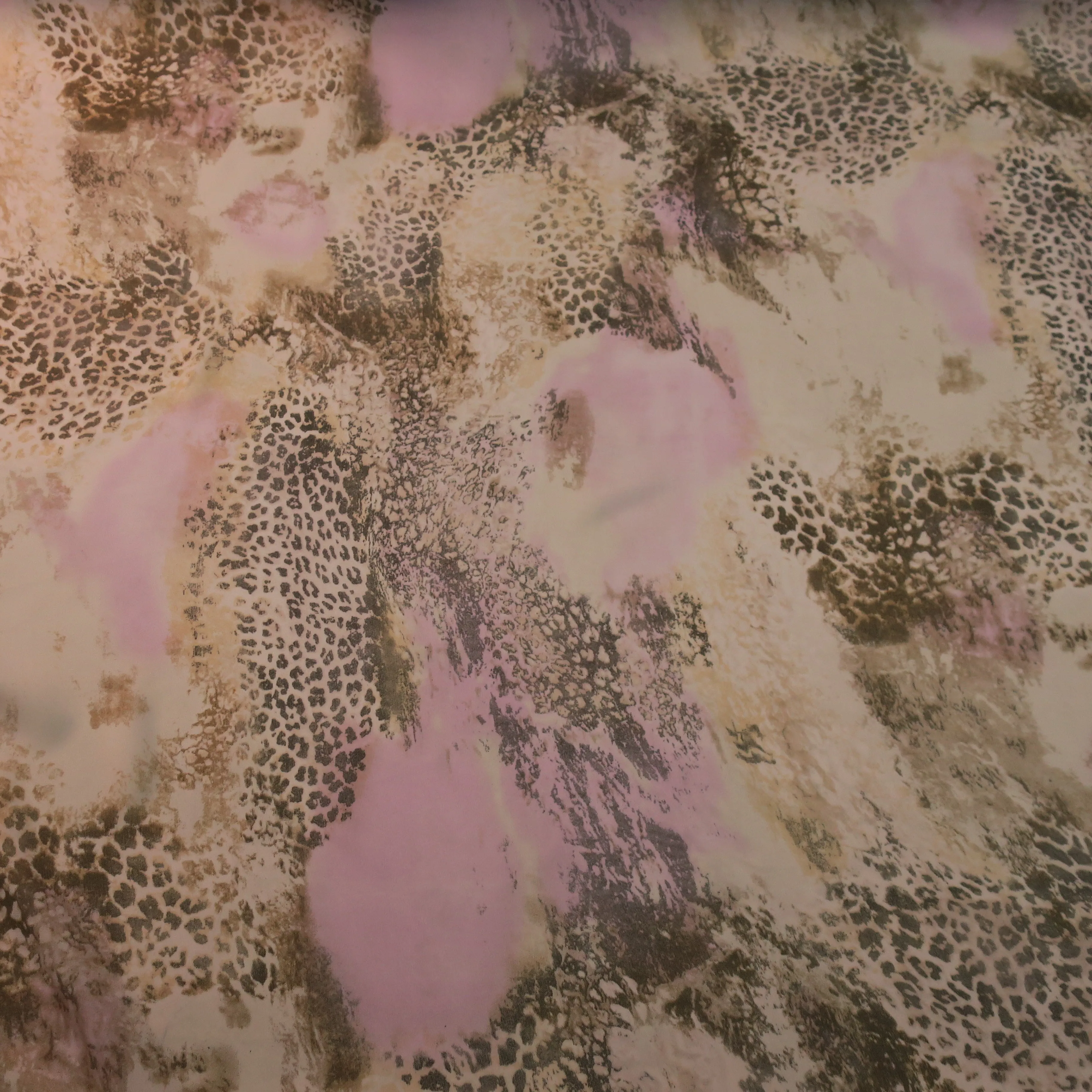 Animal Light Pink and Brown Printed Silk Chiffon Fabric