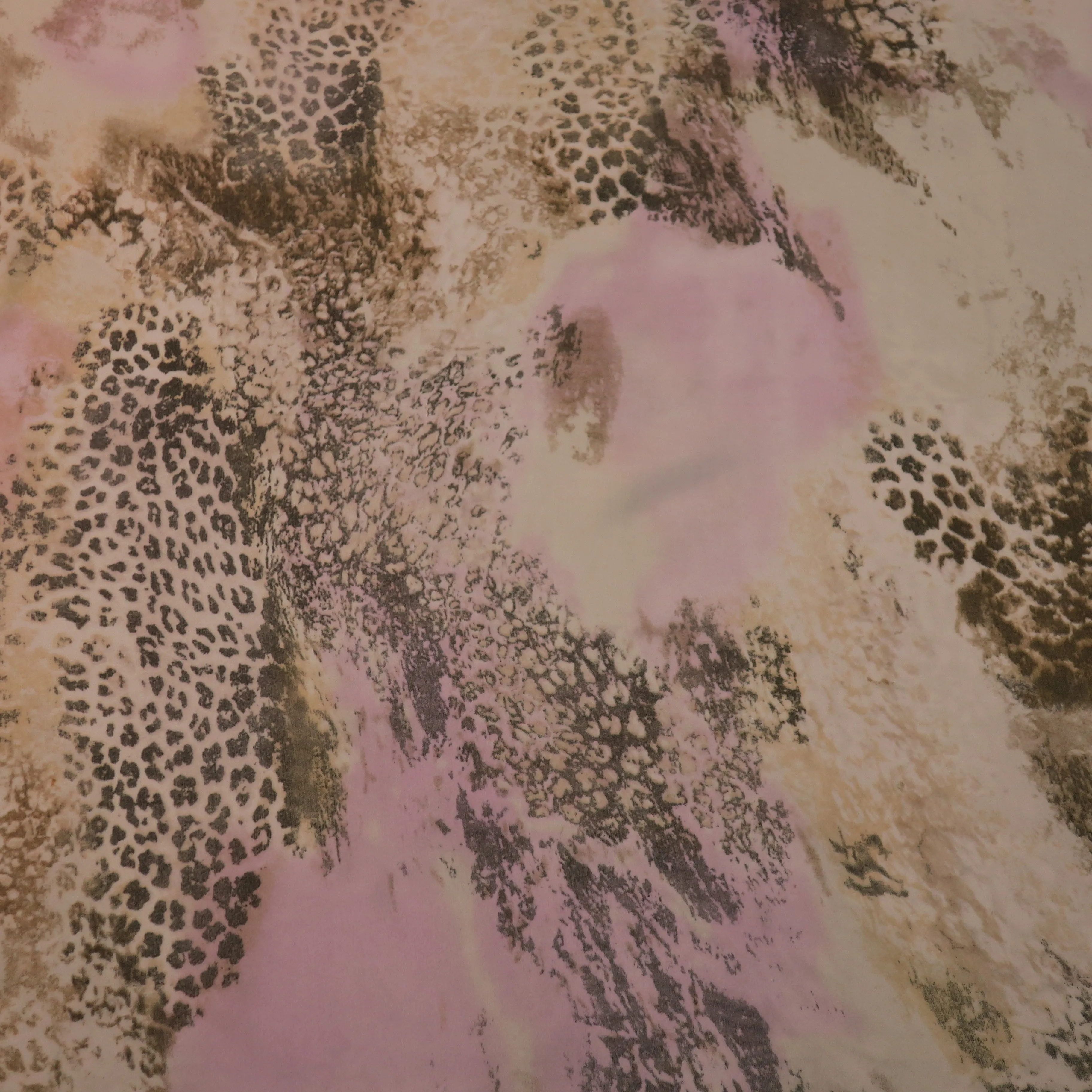 Animal Light Pink and Brown Printed Silk Chiffon Fabric