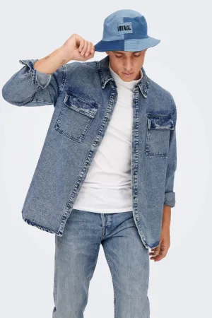 Bill Washed Overshirt - Blue Denim