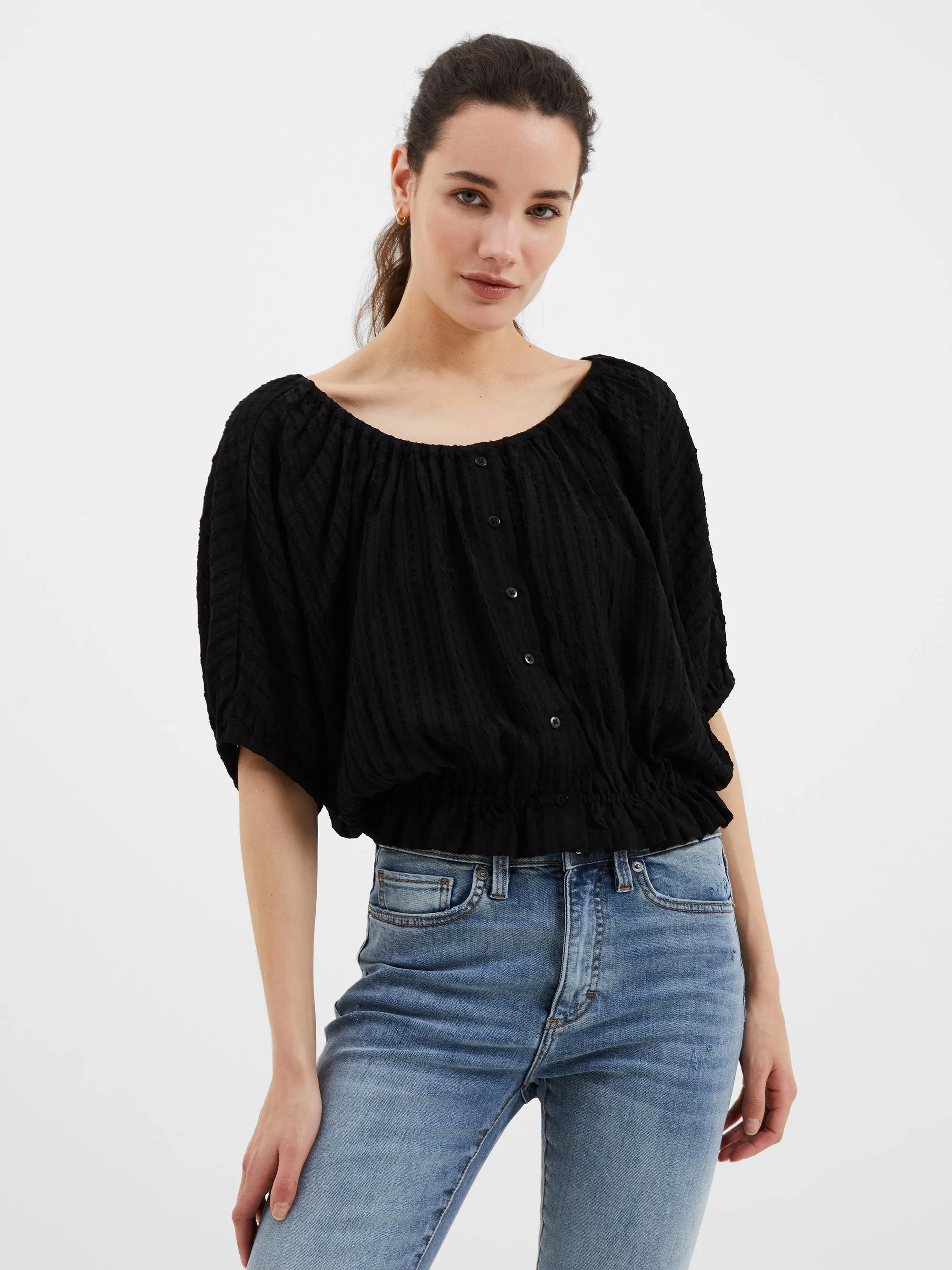 Birch Seersucker Scoop Neck Top