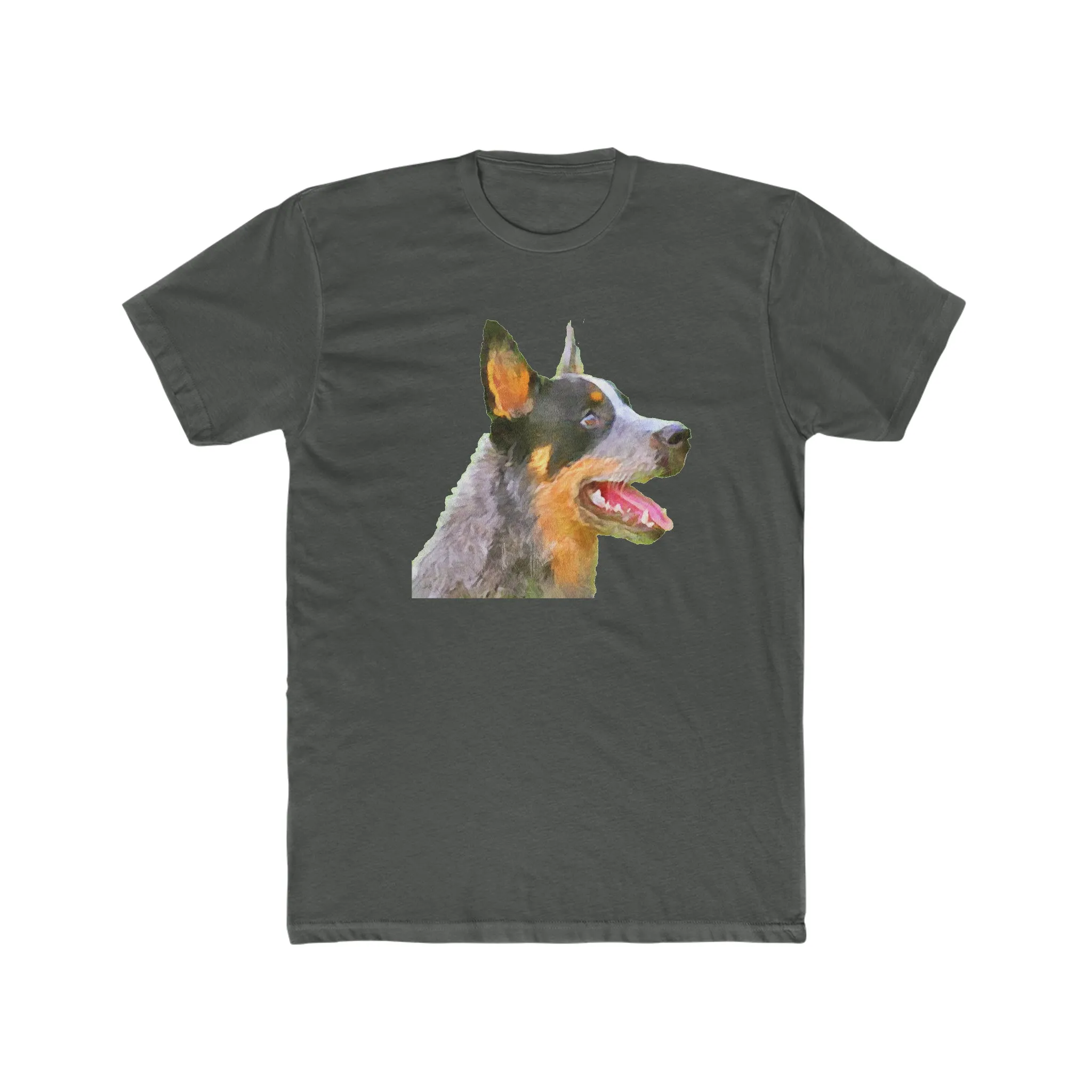 Blue Heeler - Australian Cattle Dog 'Percy' - --  Men's Fitted Cotton Crew Tee