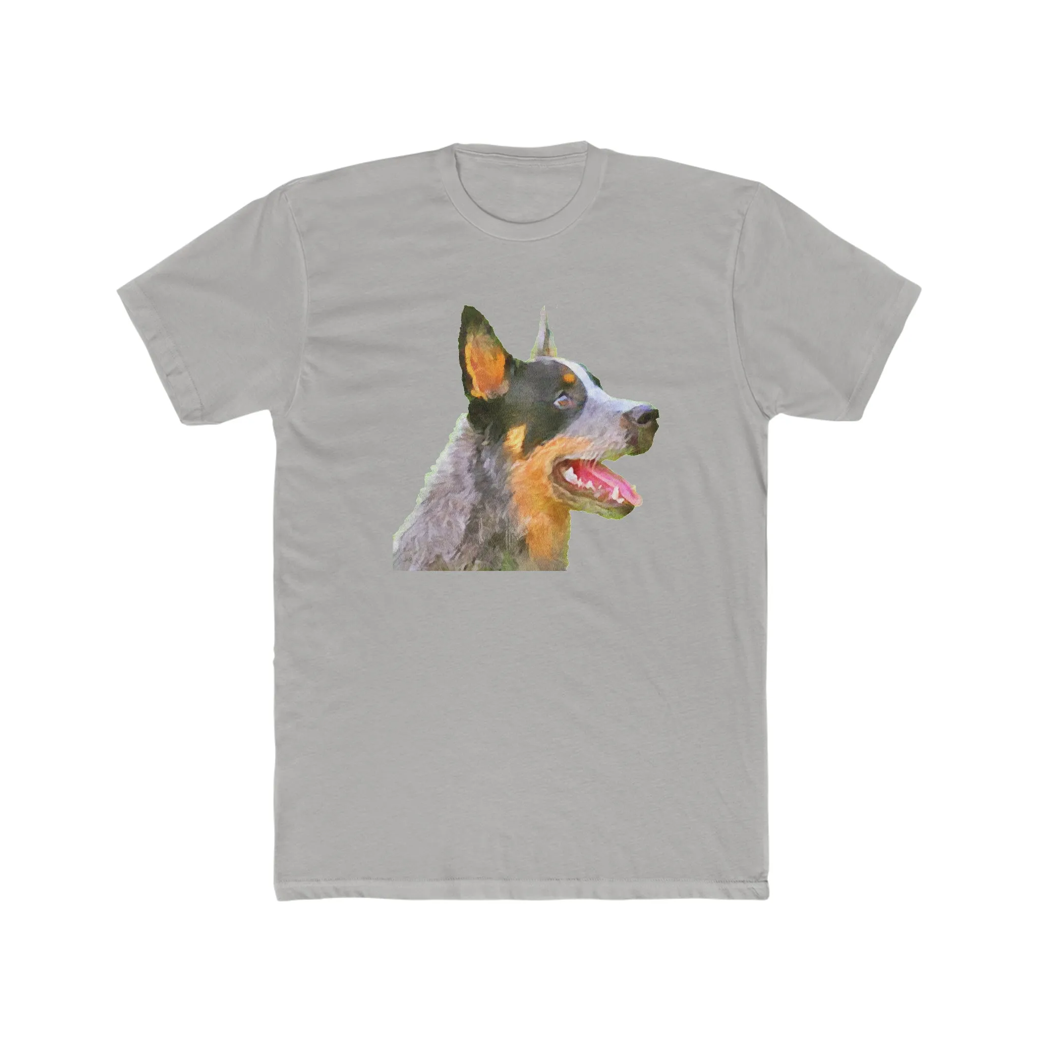 Blue Heeler - Australian Cattle Dog 'Percy' - --  Men's Fitted Cotton Crew Tee