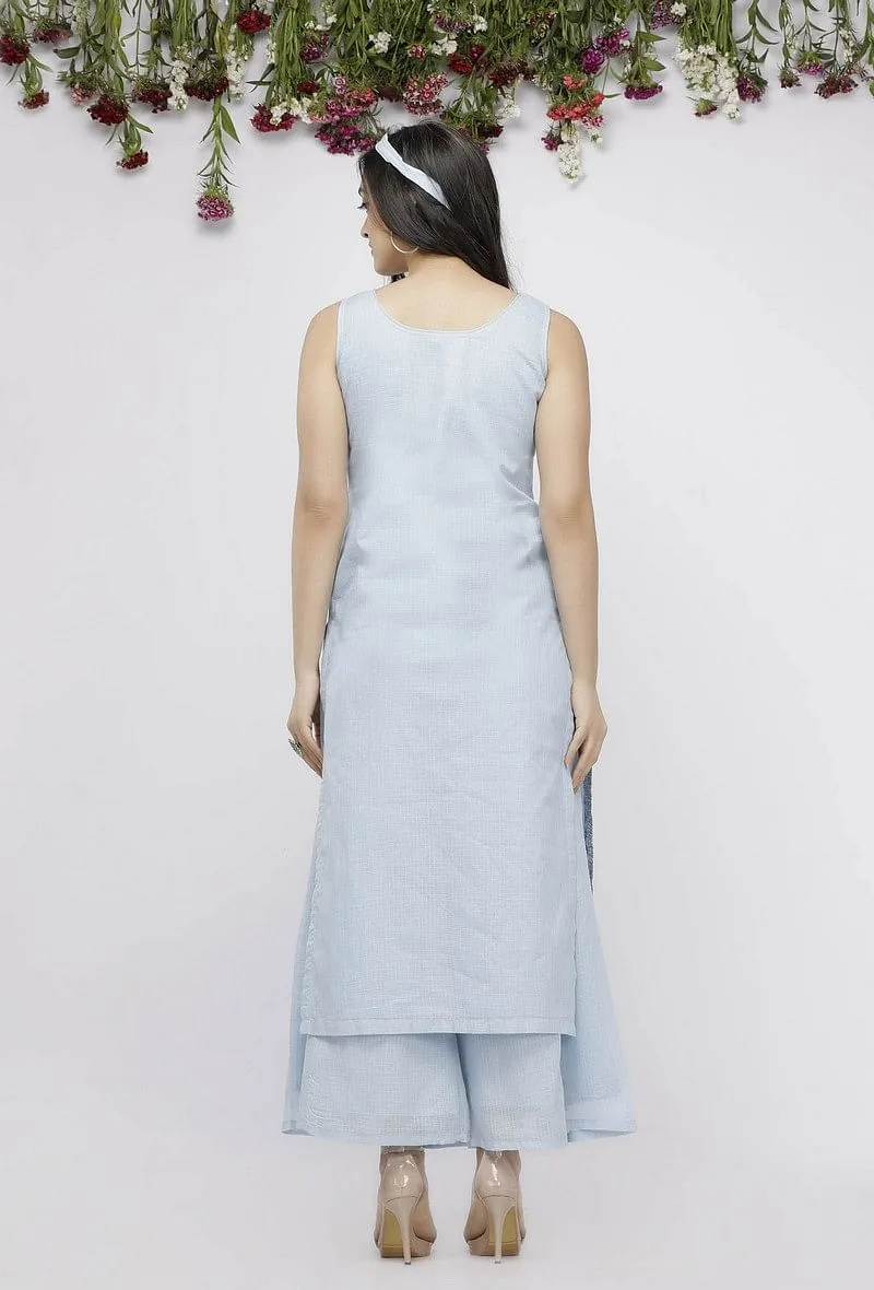Blue Straight Fit Hand-Block Printed  Kota Kurta