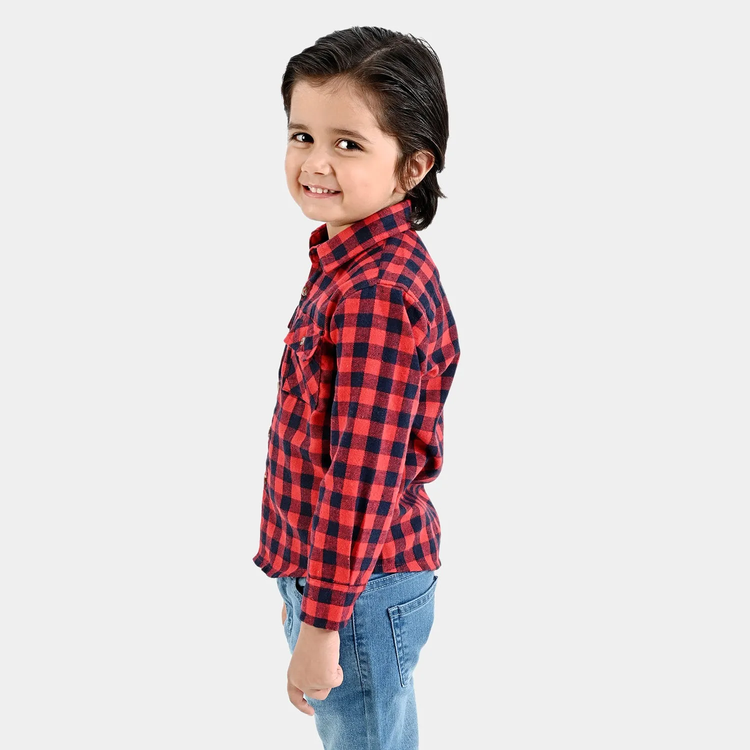 Boys Flannel Casual Shirt F/S (Go Skate)-Red