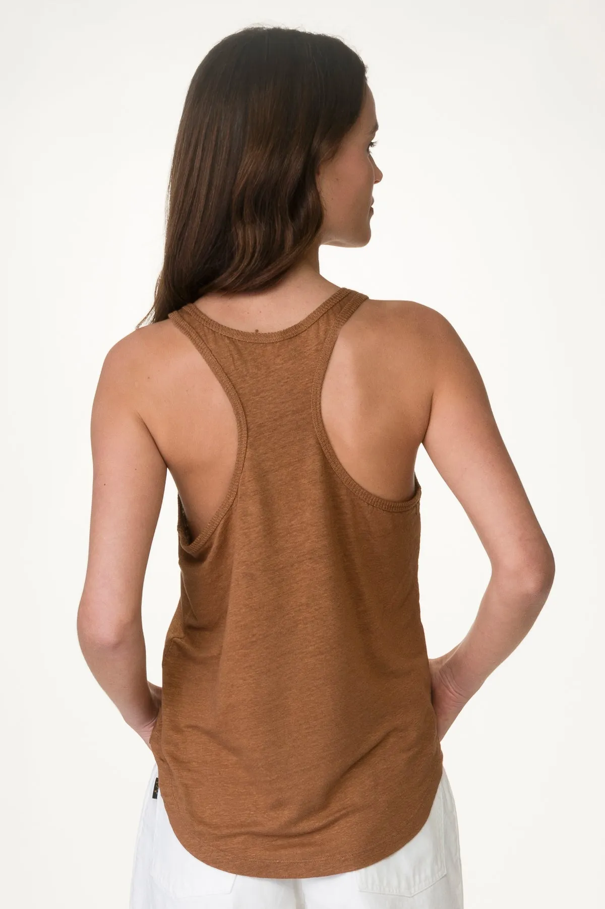 Brown Linen Loose Tank