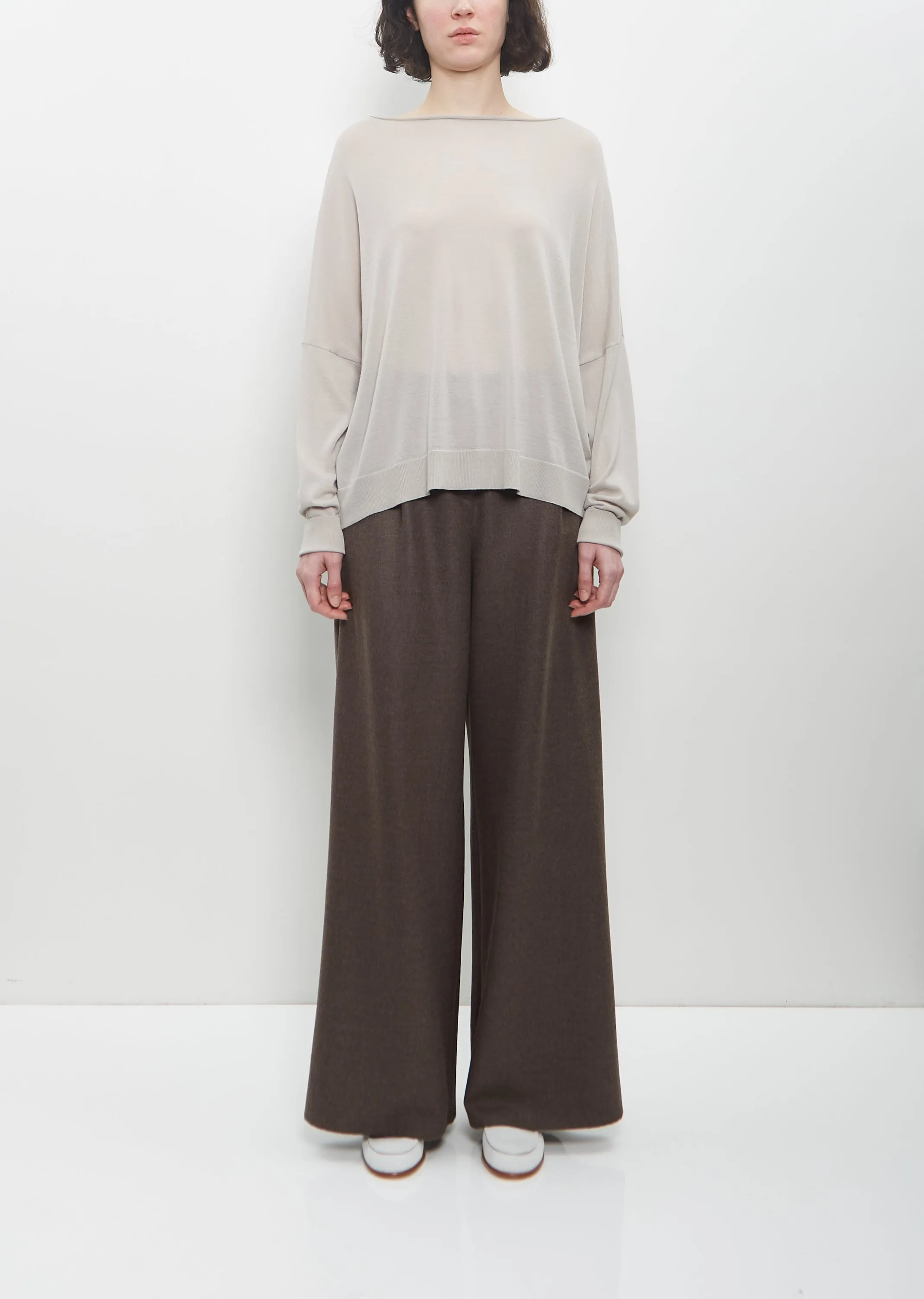 Cashmere Boat Neck Sweater — Ice