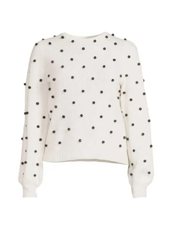 Cashmere sweater with pompoms Filoro Black white