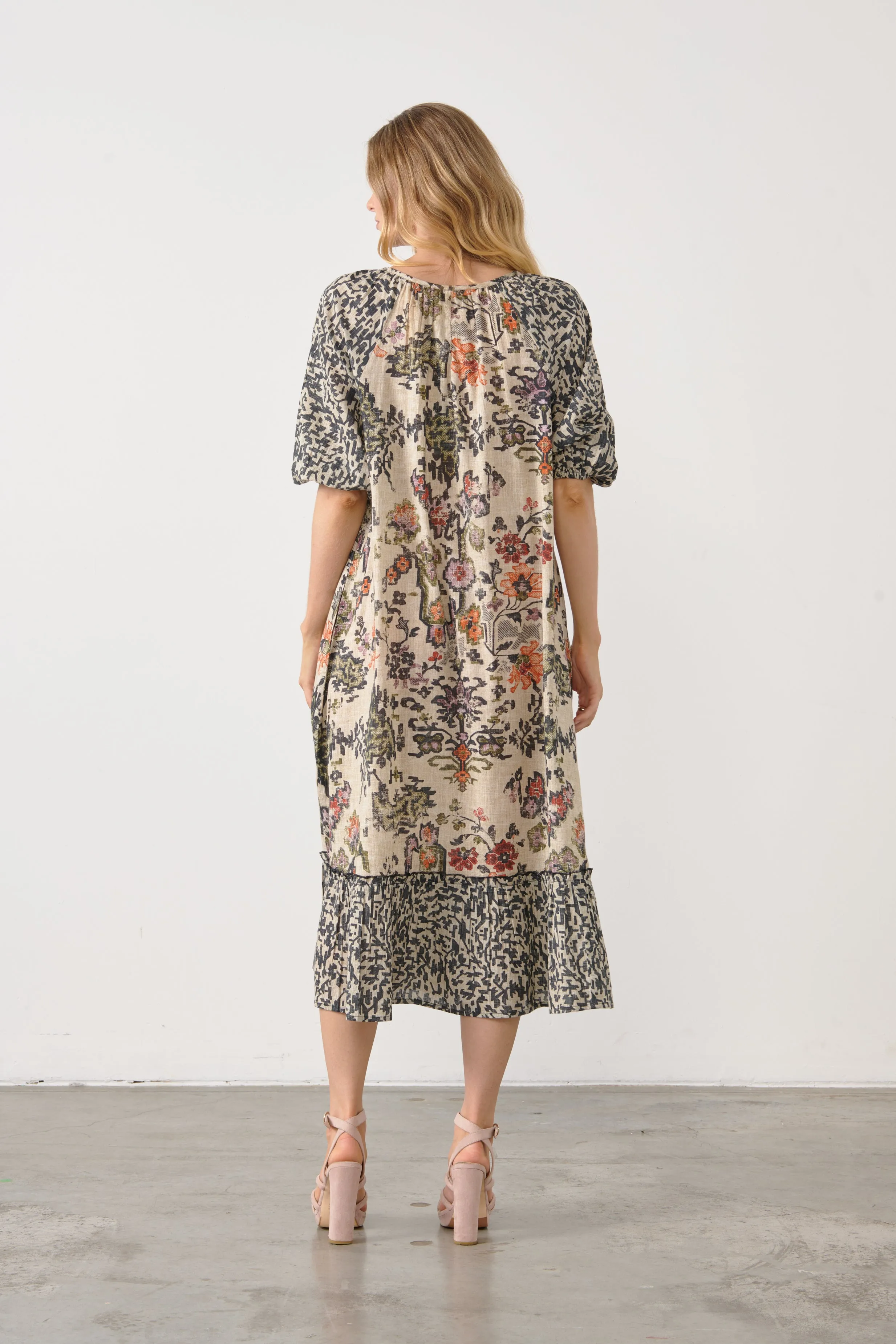 COTTON AZTEC RAGLAN SLEEVE DRESS