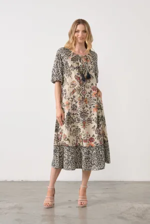 COTTON AZTEC RAGLAN SLEEVE DRESS
