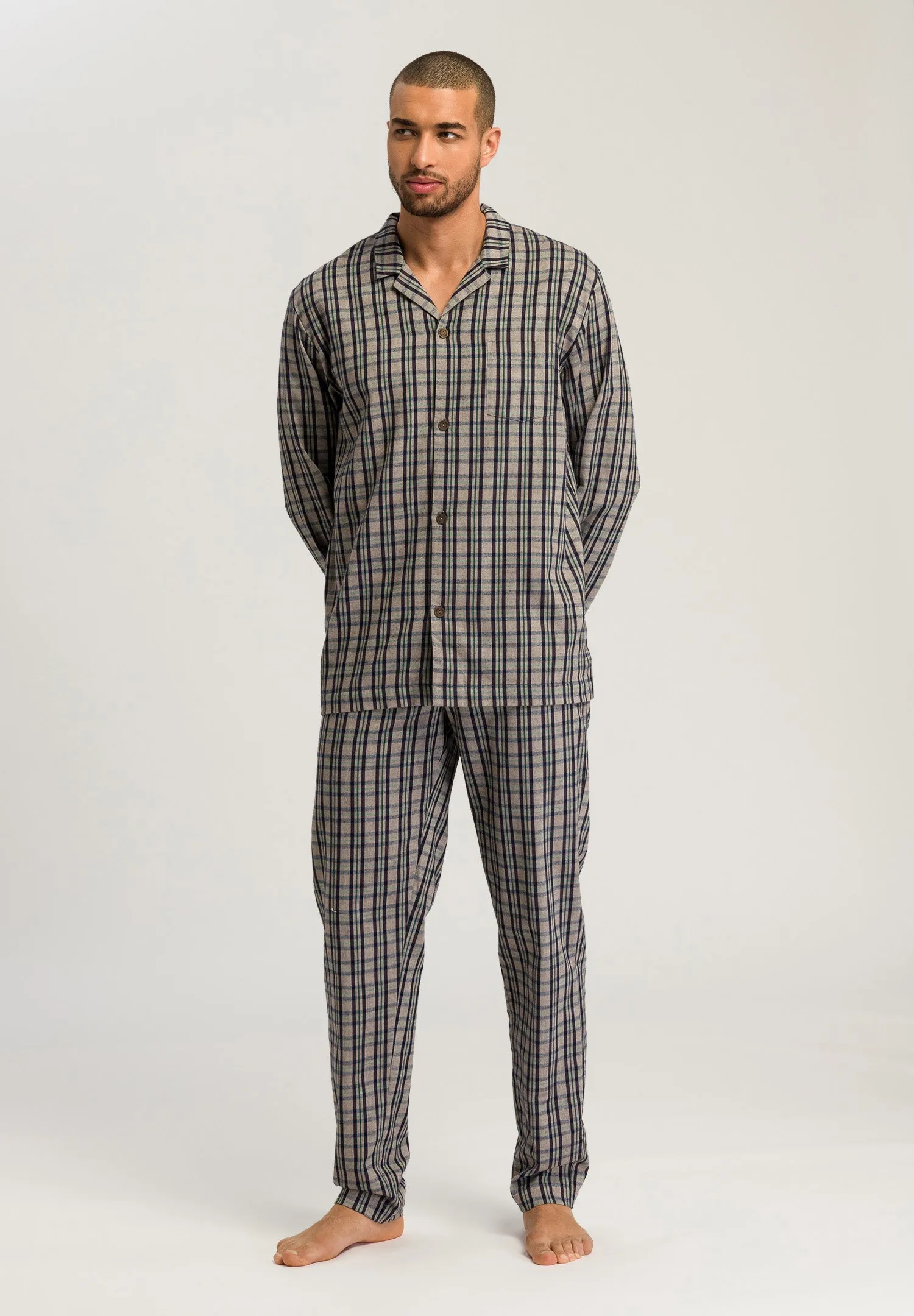 Cozy Comfort Cotton Flannel Button Front Pajama Set | Essential Stripe 75724-2389