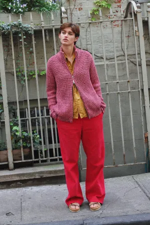 DAVE ZIP CARDIGAN - PINK