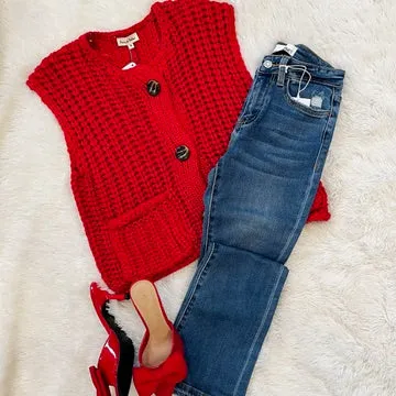 Elouise Chunky Knit Cardigan Sweater Vest