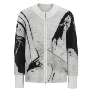 Embroidery Men's Cardigan Sweaters Vintage Round Neck Gradient Color Zipper Male Knitting Jackets Spring New Stylish 9C4262