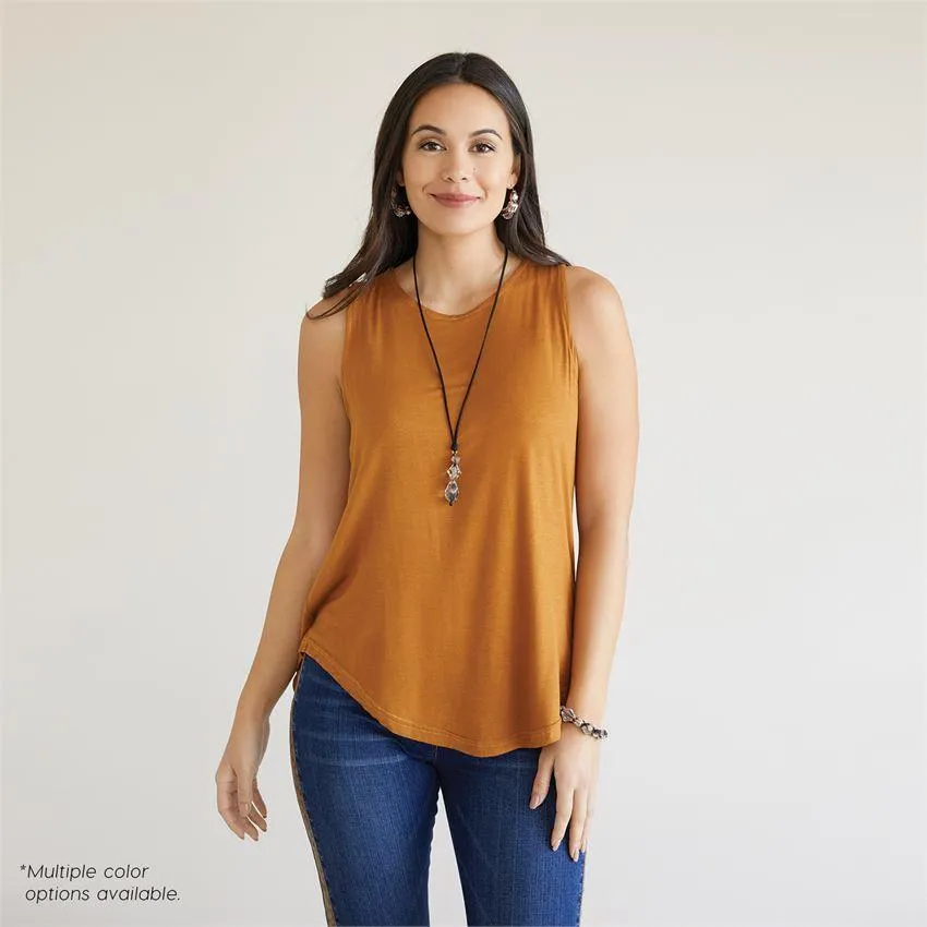 Erin Pleat Back Tank  - Mid Heather Grey