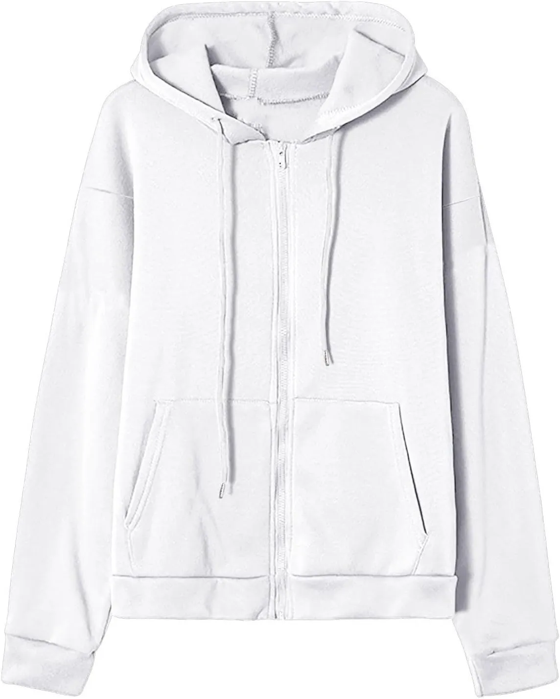 fartey Zip Up Hoodie Women Oversized Long Sleeve Sweatshirts Teen Girl Y2K Clothes Casual Drawstring Jackets With Pockets