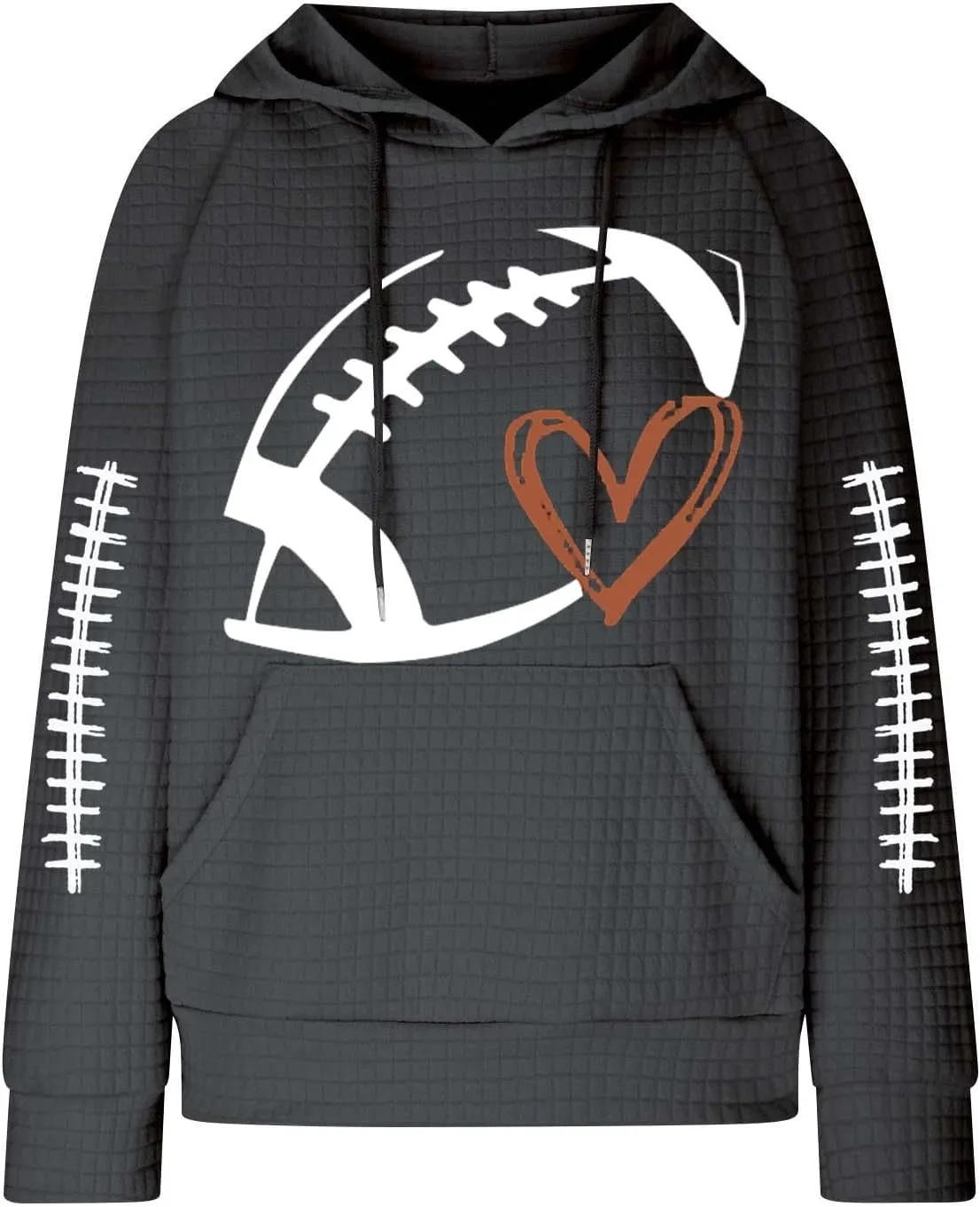 Game Day Shirts Women Long Sleeve Football Graphic Crewneck Sweatshirts Waffle Knit Hoodie Football Season Pullover
