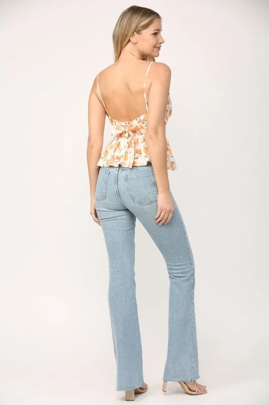 Good Enough To Eat Smocked Waist Tie Back Top
