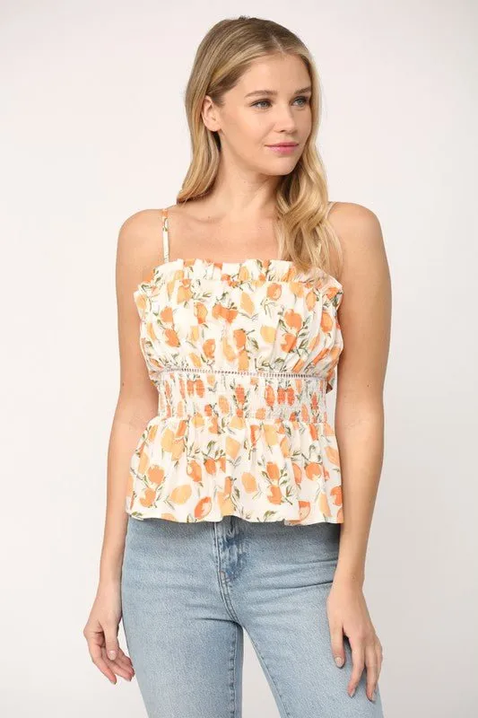 Good Enough To Eat Smocked Waist Tie Back Top