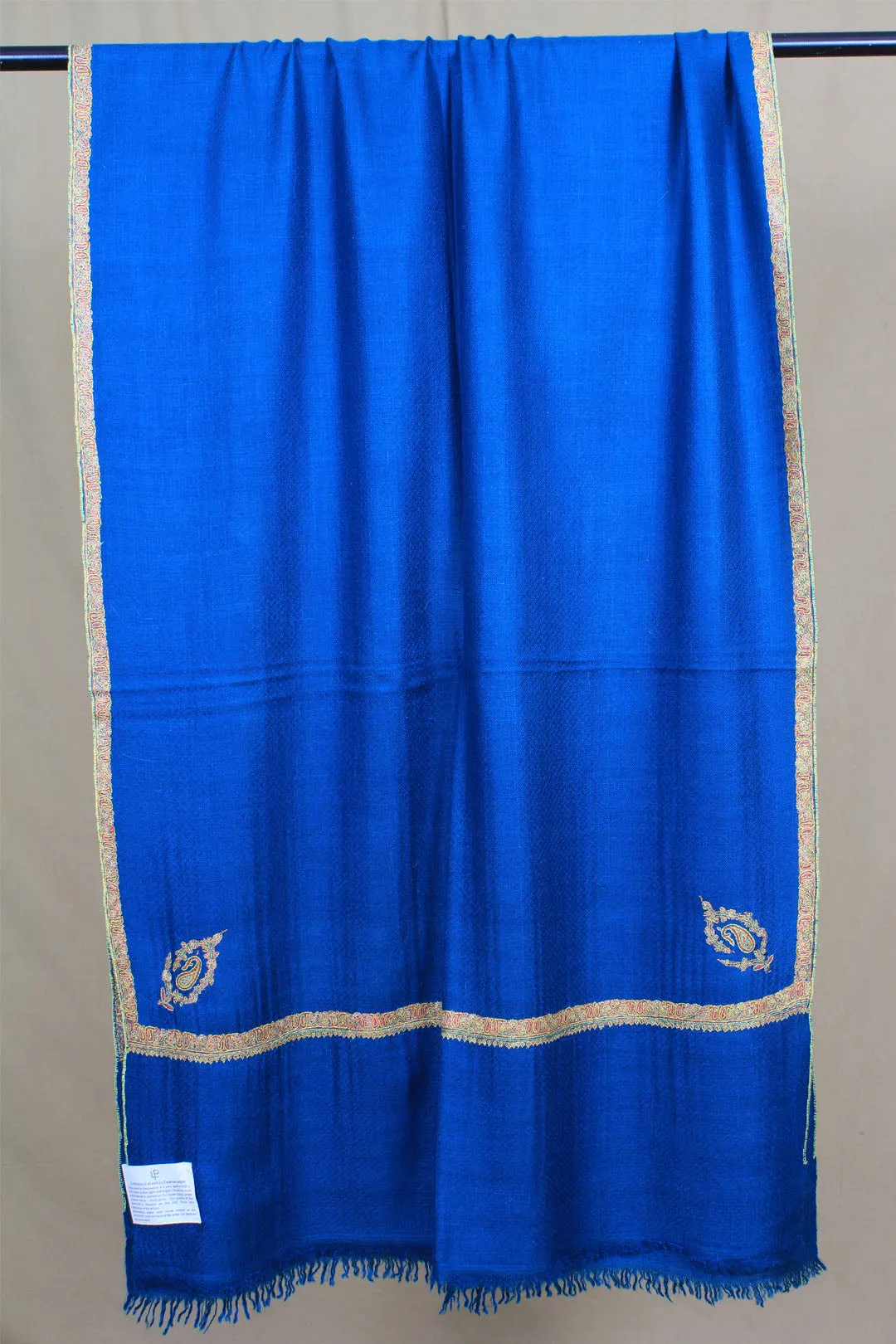 Hazel Cobalt Blue Hashidar Embroidered Pashmina Stole