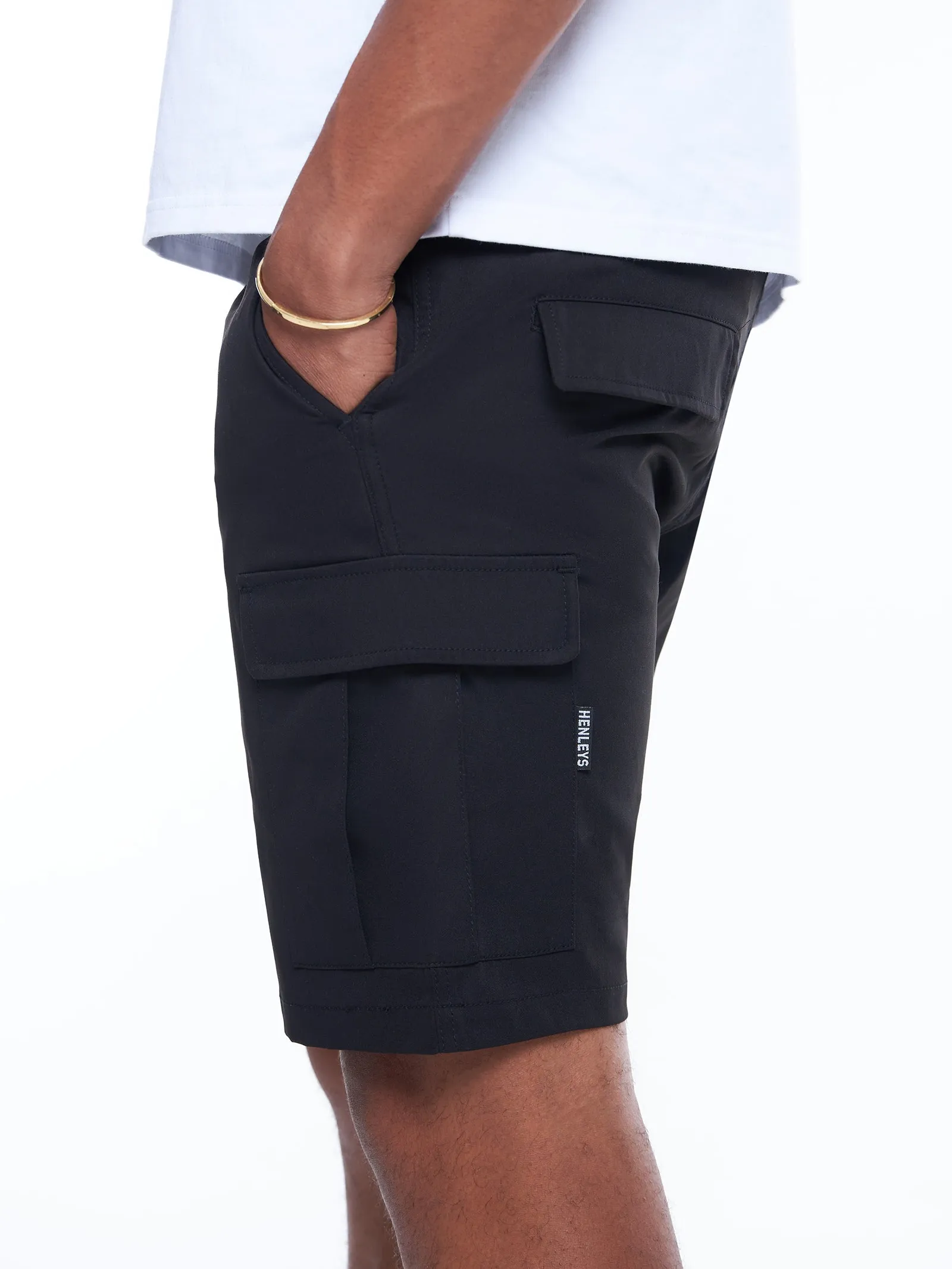 HENLEYS MEN'S GRIT CARGO BLACK SHORT