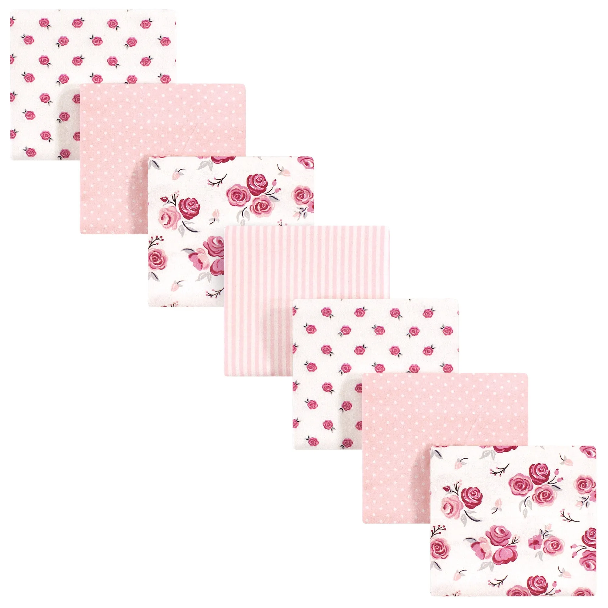 Hudson Baby Cotton Flannel Receiving Blankets Bundle, Cream Rose