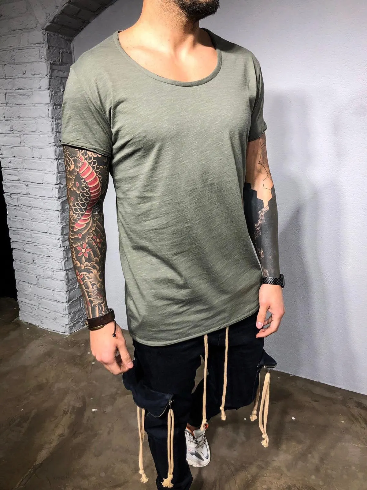 Khaki Plain T-Shirt BL244 Streetwear T-Shirts