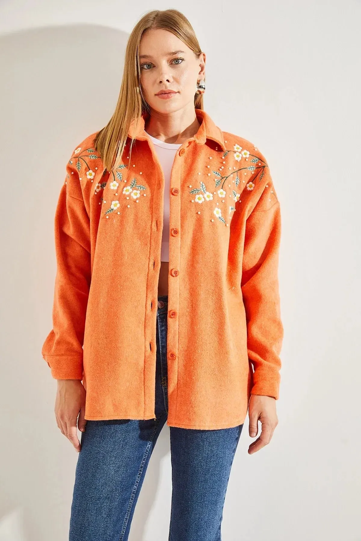 Lavender Cotton Daisy Embroidered Shaket