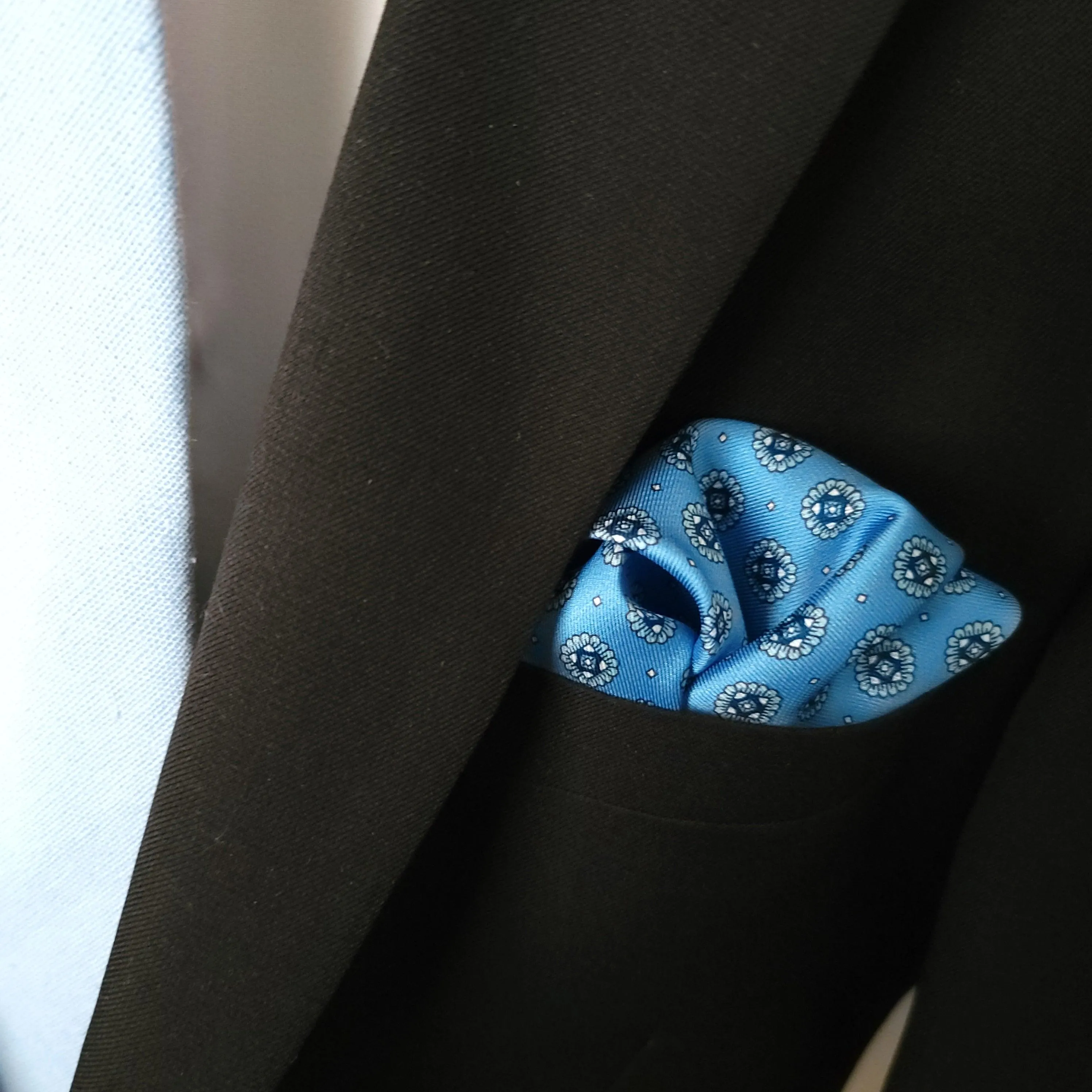 Light Blue Stylish and Elegant Silk Pocket Square