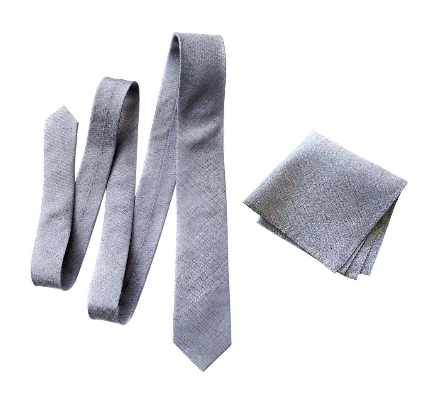 Light Gray Linen Necktie. Silver Solid Color Tie, Woodward