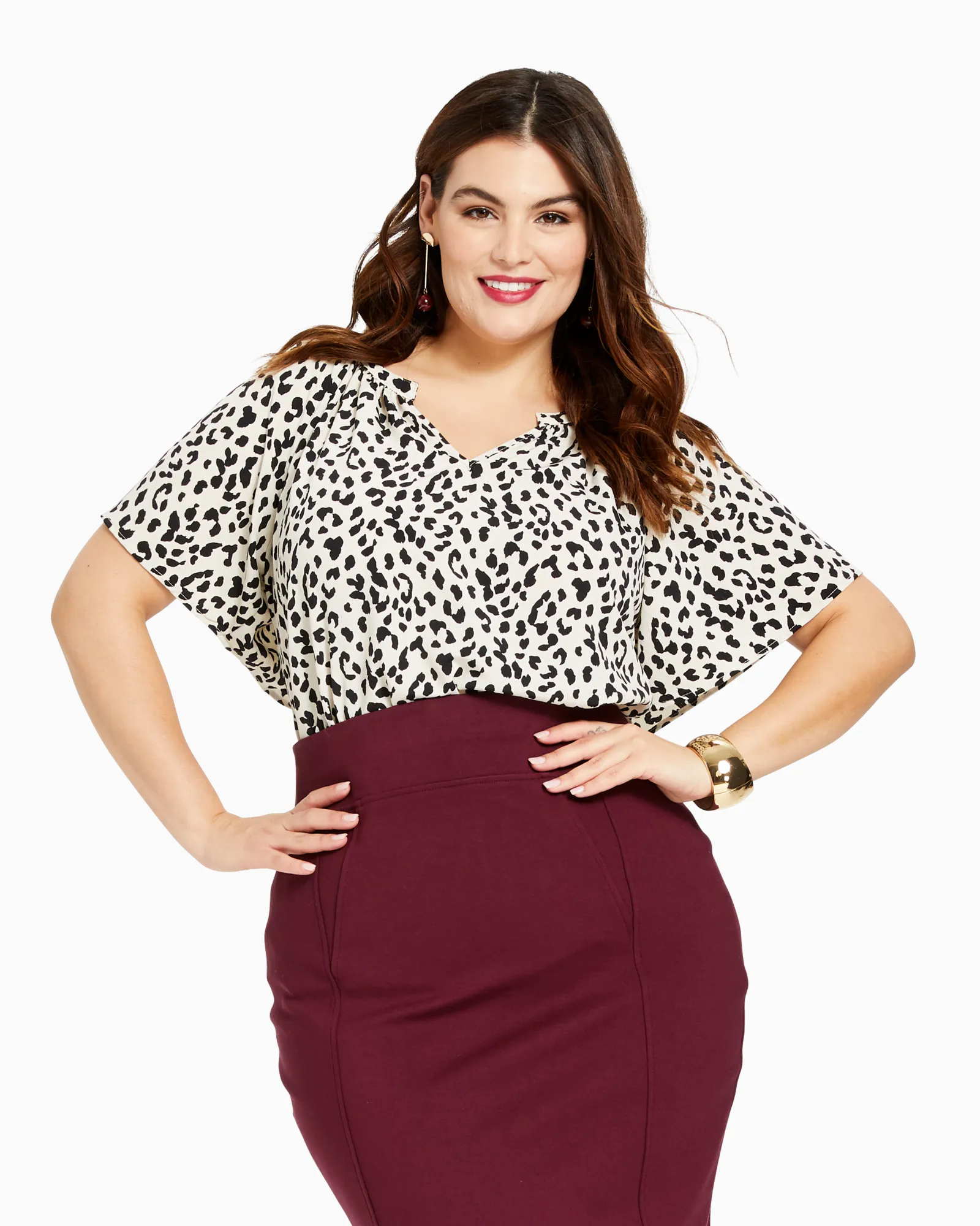 Martina Flutter Sleeve Blouse | Ivory / Black