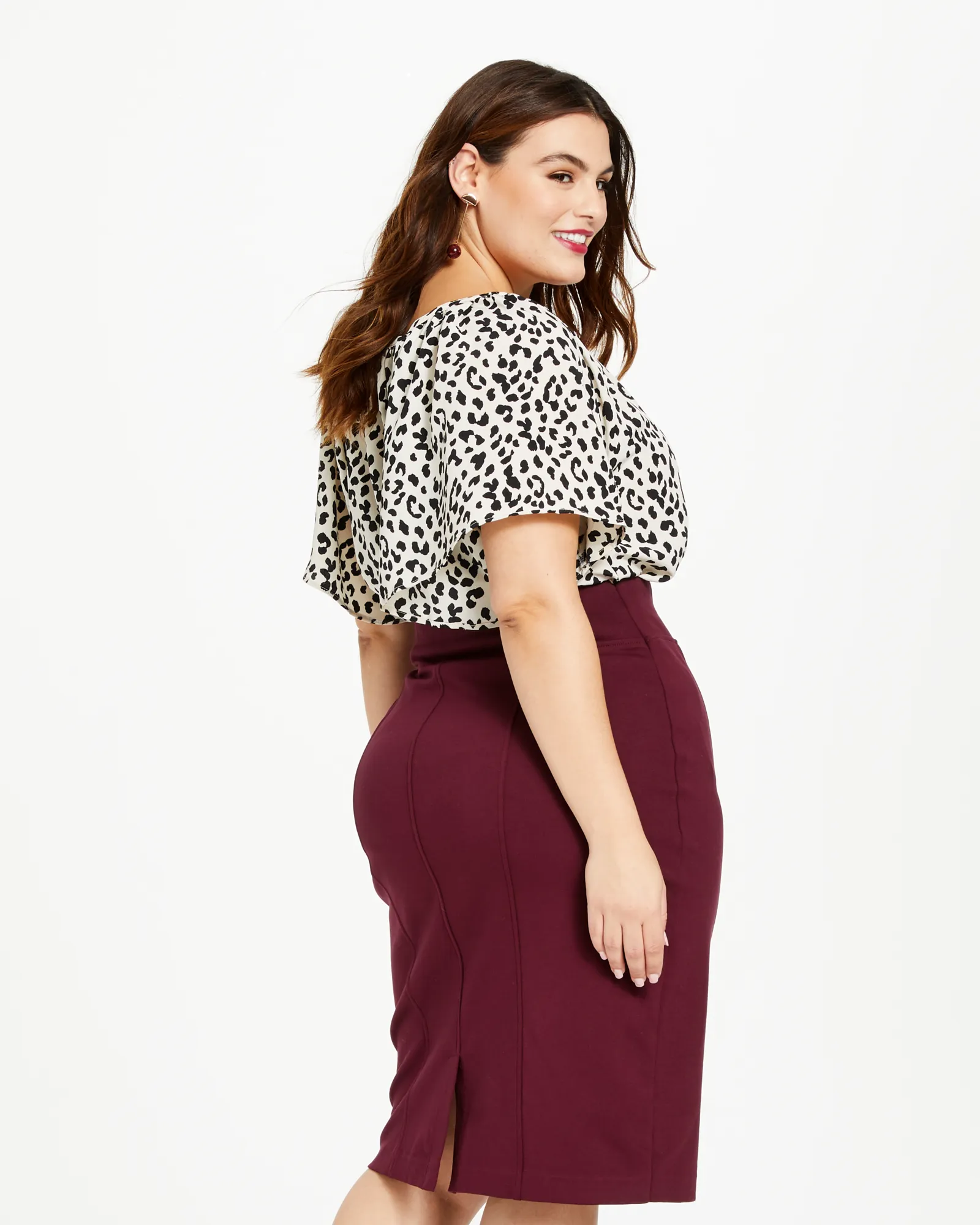 Martina Flutter Sleeve Blouse | Ivory / Black