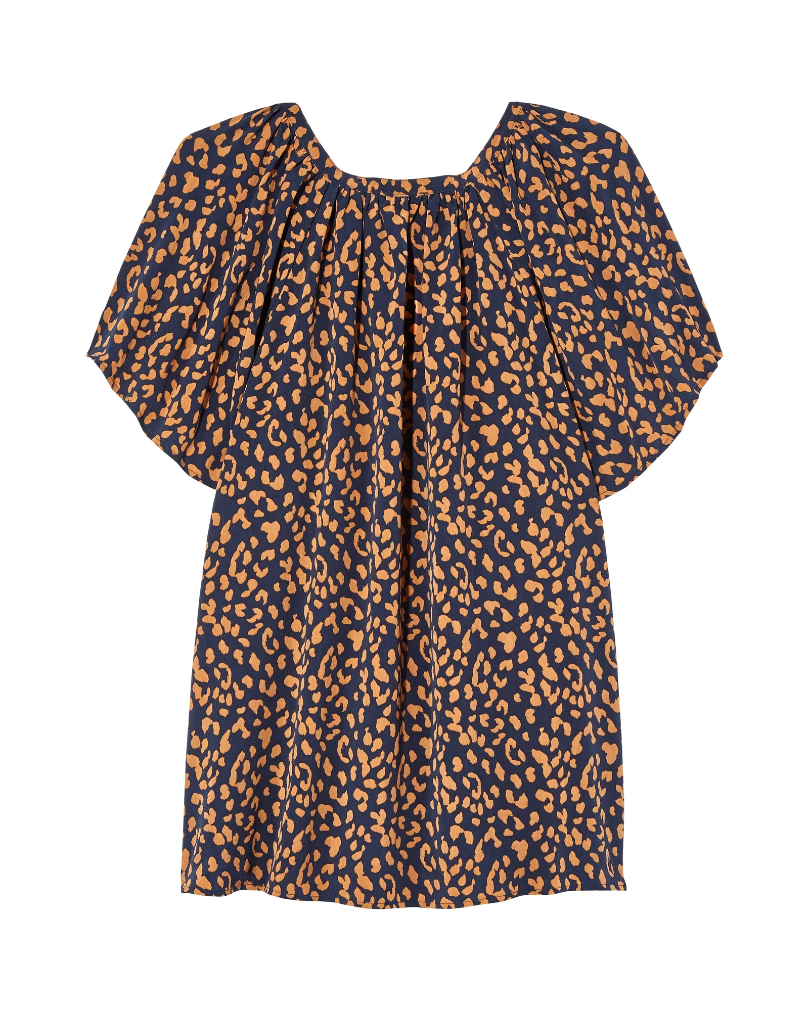 Martina Flutter Sleeve Blouse | Navy / Tan