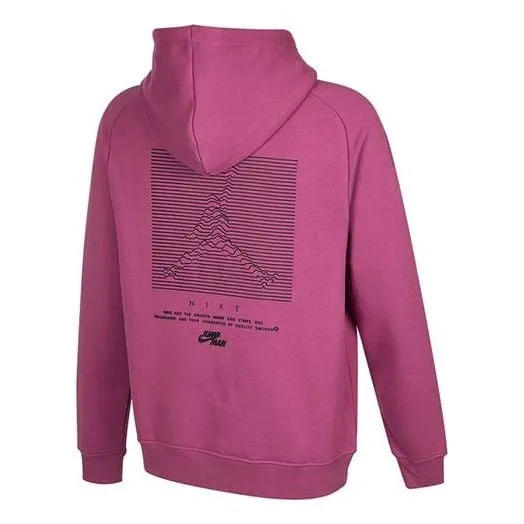 Men's Air Jordan SS22 Logo Printing Casual Sports Drawstring Fleece Lined Purple Red Sweatshirt