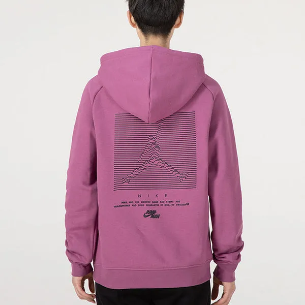 Men's Air Jordan SS22 Logo Printing Casual Sports Drawstring Fleece Lined Purple Red Sweatshirt