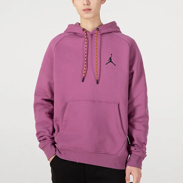 Men's Air Jordan SS22 Logo Printing Casual Sports Drawstring Fleece Lined Purple Red Sweatshirt