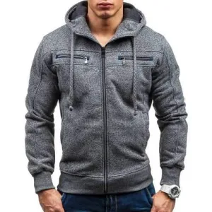 Men's Cotton Double Zipper Decoration Casual Sweatshirts
