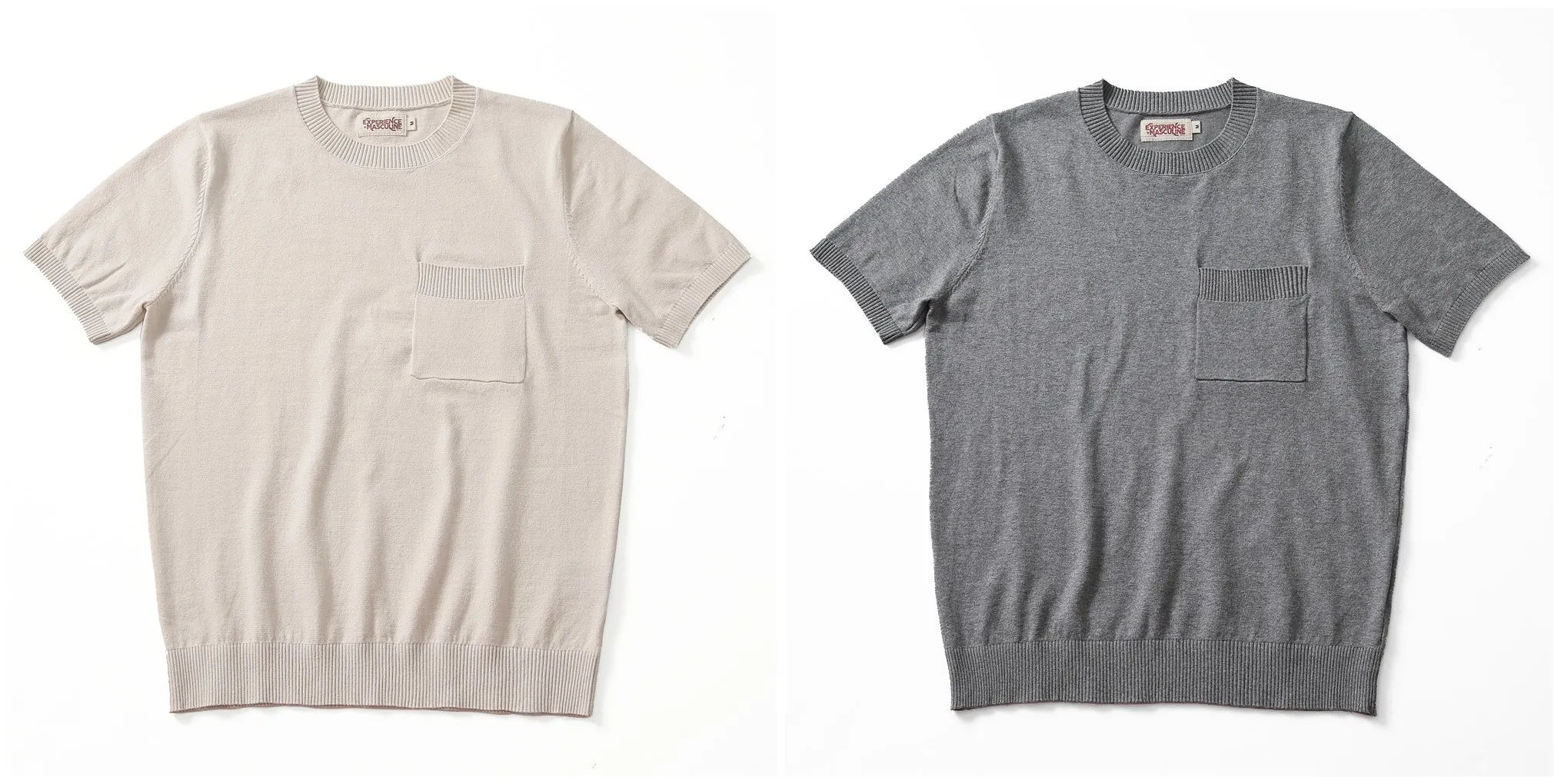 Men's Knitted Pocket T-shirt Short Sleeves