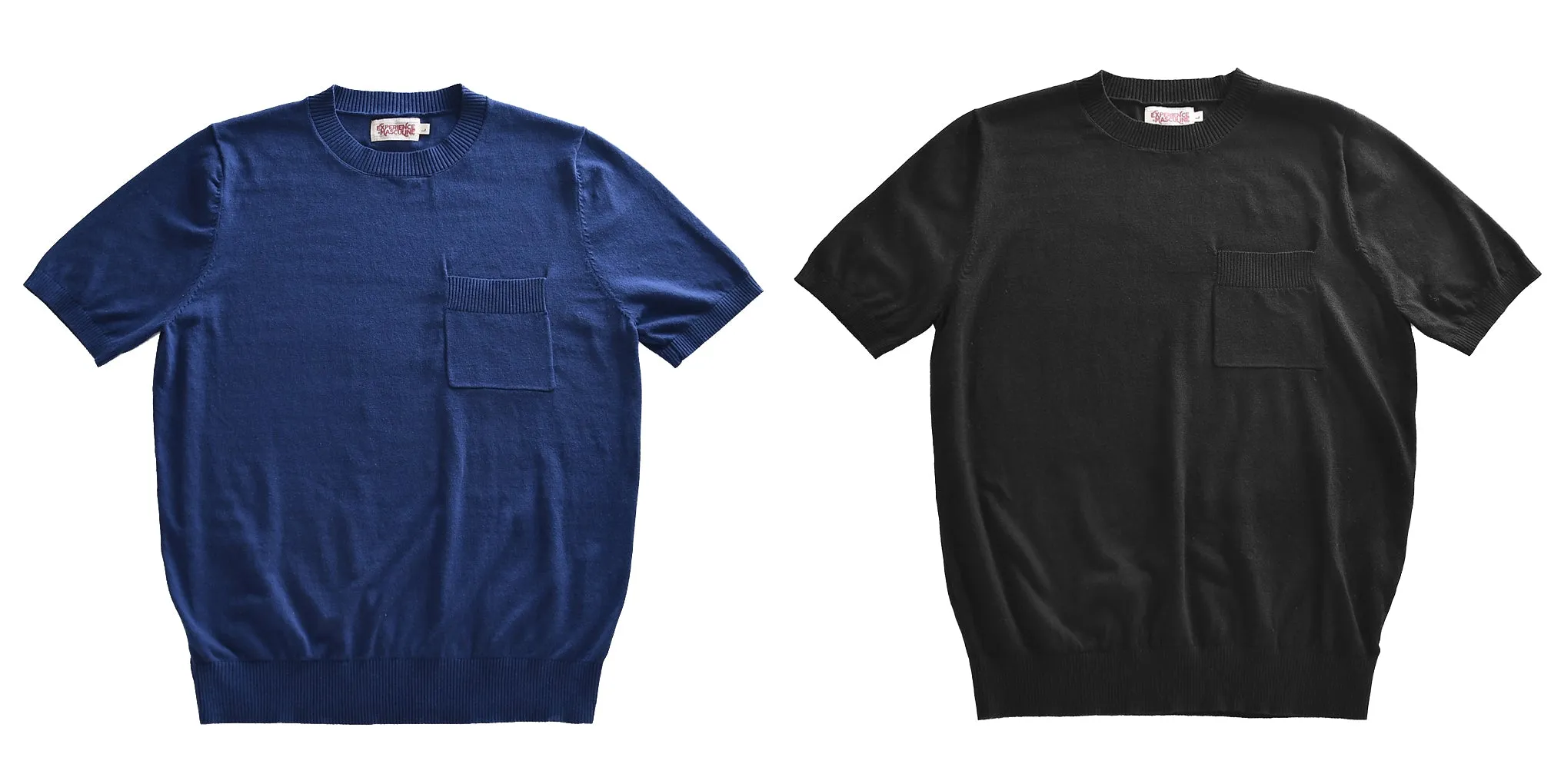 Men's Knitted Pocket T-shirt Short Sleeves