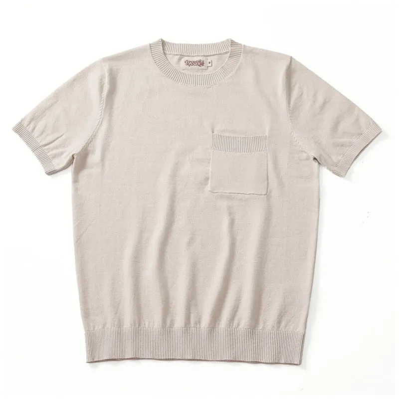 Men's Knitted Pocket T-shirt Short Sleeves