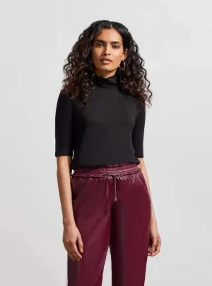 Mock Neck Elbow Sleeve Top [Black-7943O]