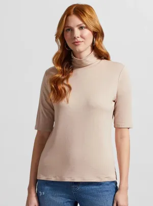 Mock Neck Elbow Sleeve Top [Cashmere-7943O]