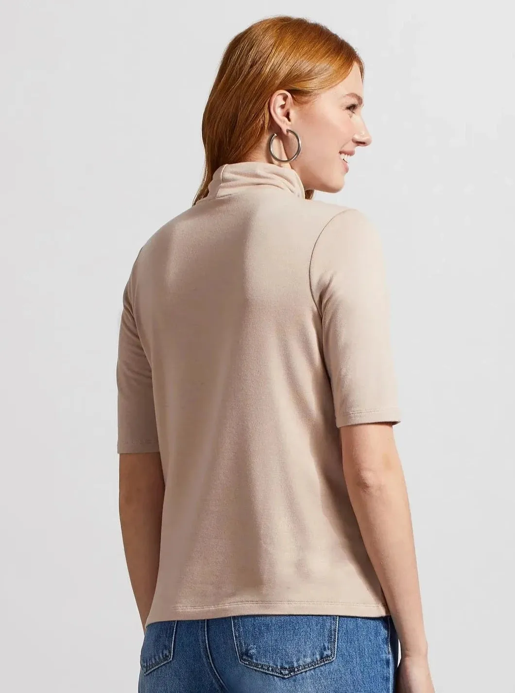 Mock Neck Elbow Sleeve Top [Cashmere-7943O]