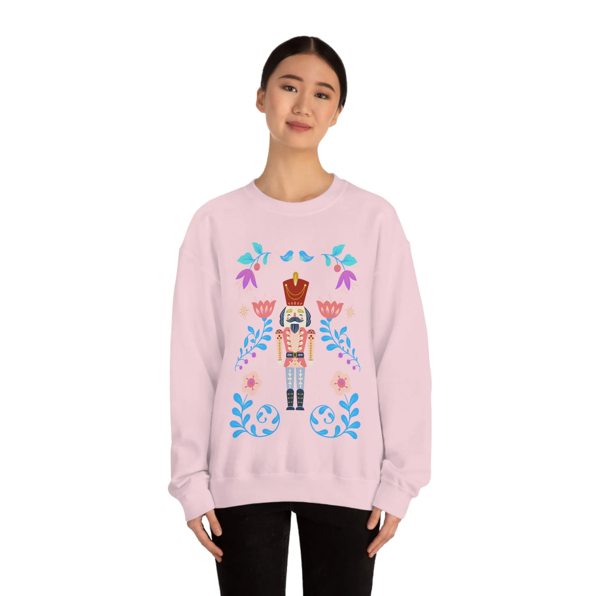 Nutcracker Modern Sweatshirt, Blue Nutcracker Sweatshirt, Trendy Christmas Minimalist  Sweatshirt, Xmas Crewneck Bright Color Crew
