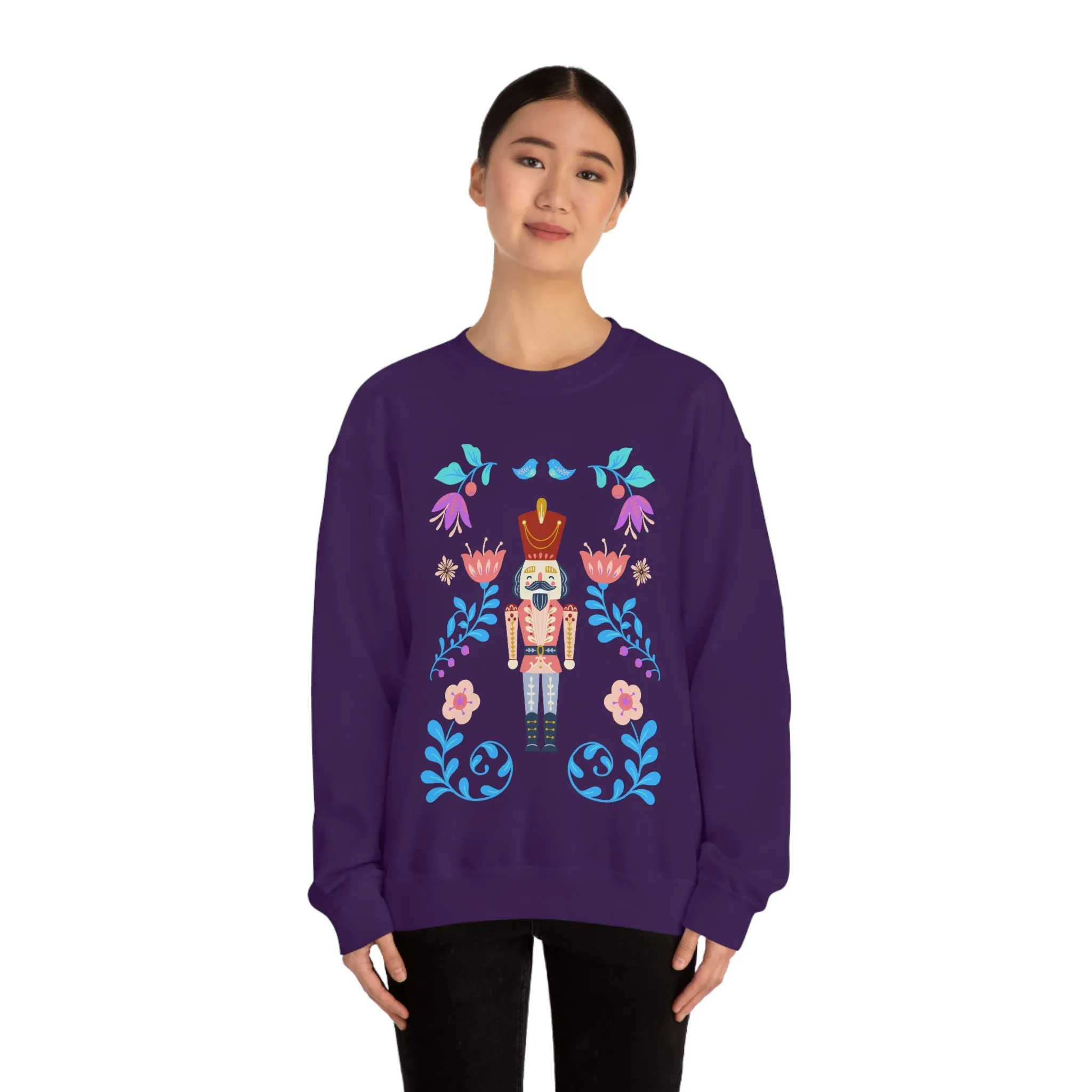 Nutcracker Modern Sweatshirt, Blue Nutcracker Sweatshirt, Trendy Christmas Minimalist  Sweatshirt, Xmas Crewneck Bright Color Crew