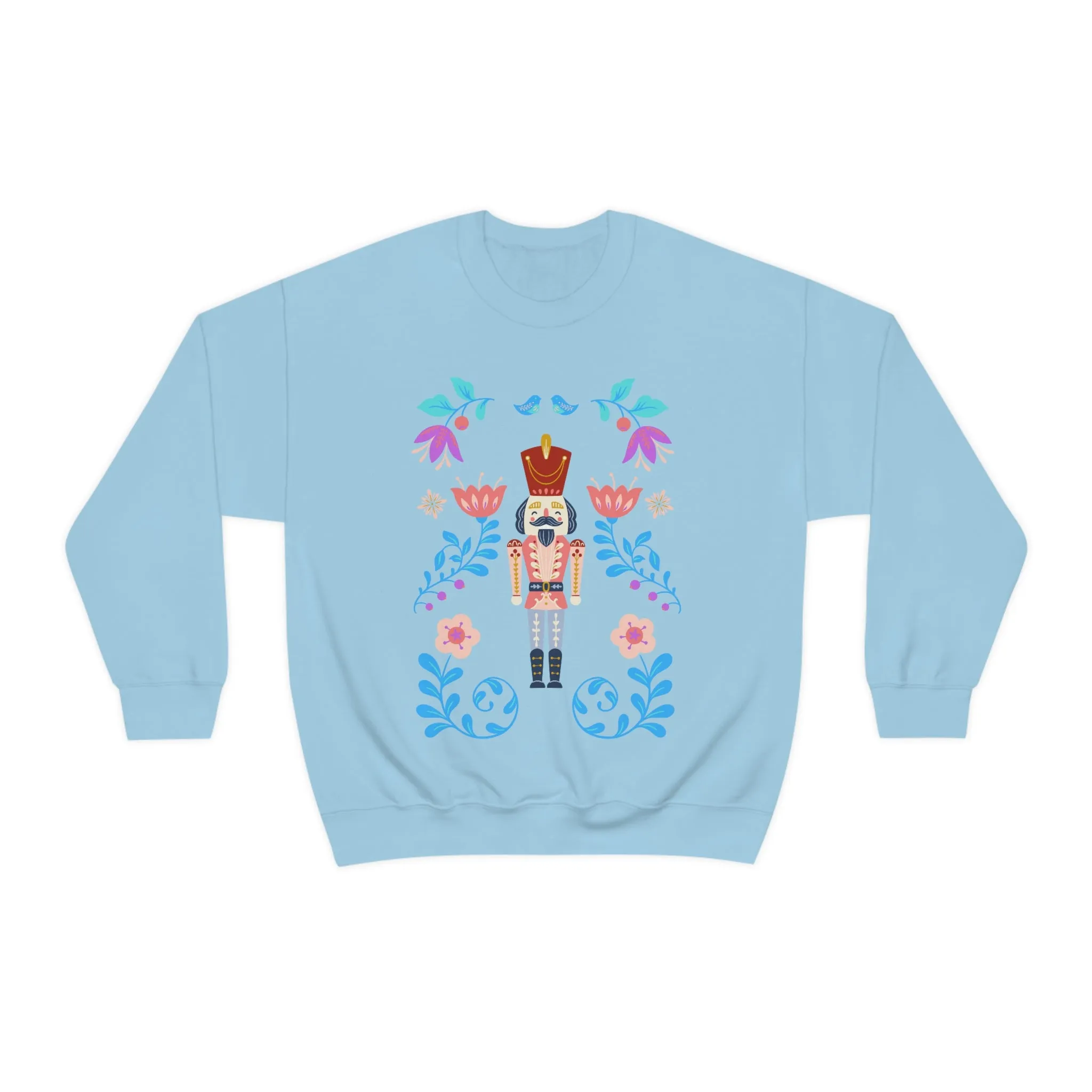 Nutcracker Modern Sweatshirt, Blue Nutcracker Sweatshirt, Trendy Christmas Minimalist  Sweatshirt, Xmas Crewneck Bright Color Crew