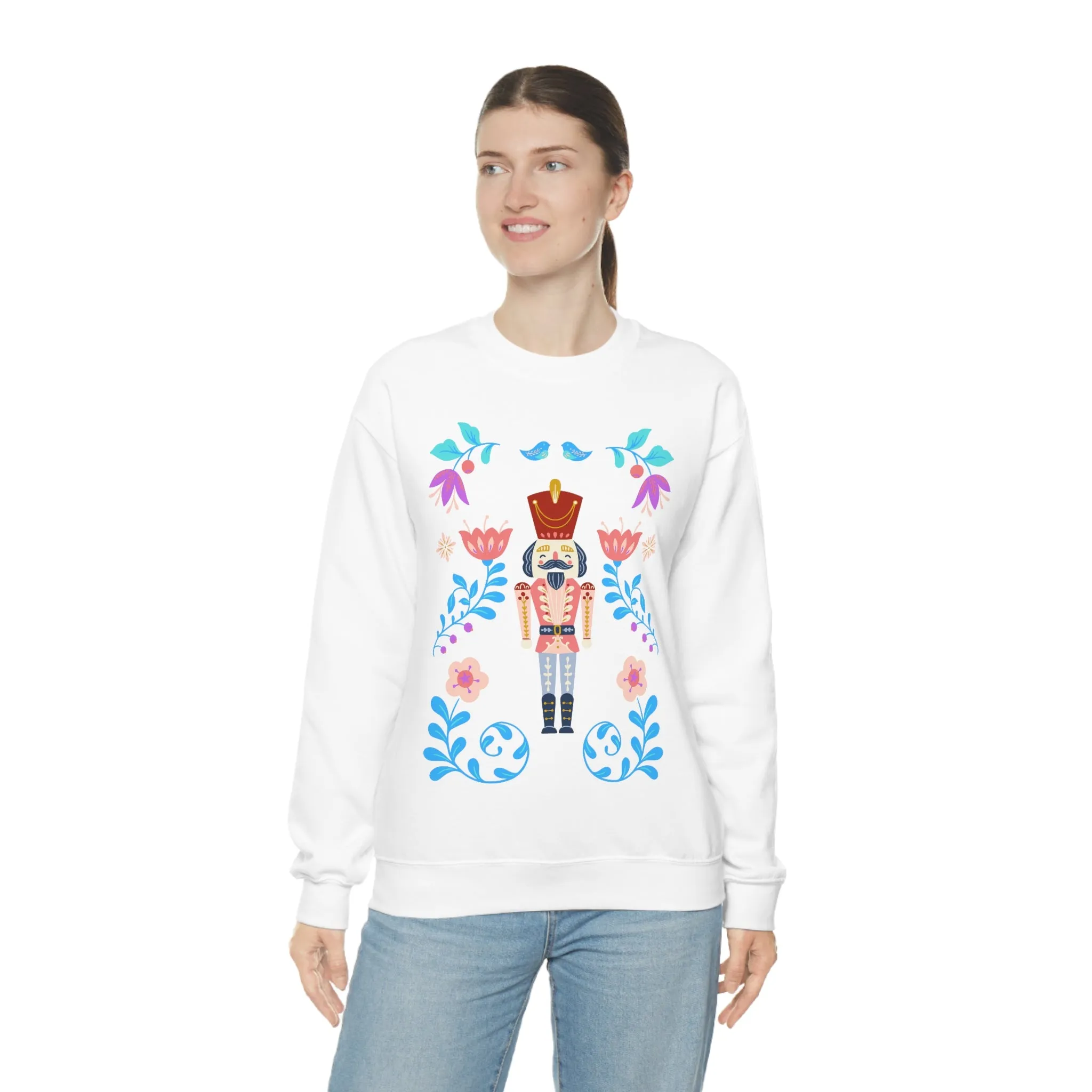 Nutcracker Modern Sweatshirt, Blue Nutcracker Sweatshirt, Trendy Christmas Minimalist  Sweatshirt, Xmas Crewneck Bright Color Crew